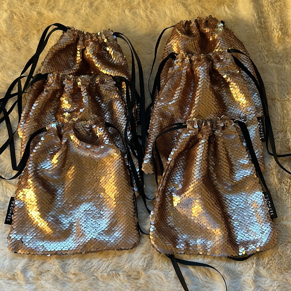 Sephora Copper Sequin Bags Set of 6 (Great for Holidays & Stocking Stuffers)